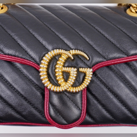 ❌️❌️SOLD❌️❌️AU21❤️ GUCCI Matelasse Diagonal Torchon GG Marmont Shoulder Bag - Picture 2 of 14